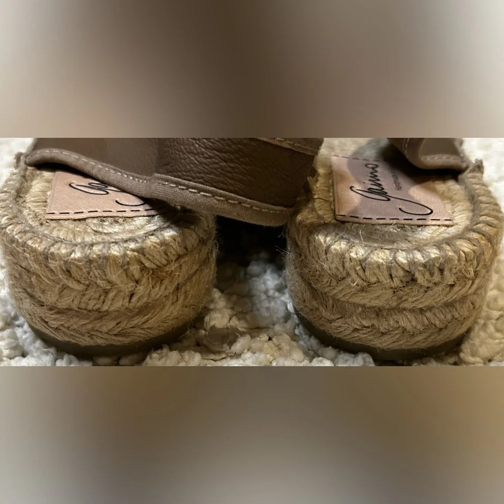 Gaimo Leather Slingback Open Toe Espadrille Sandals